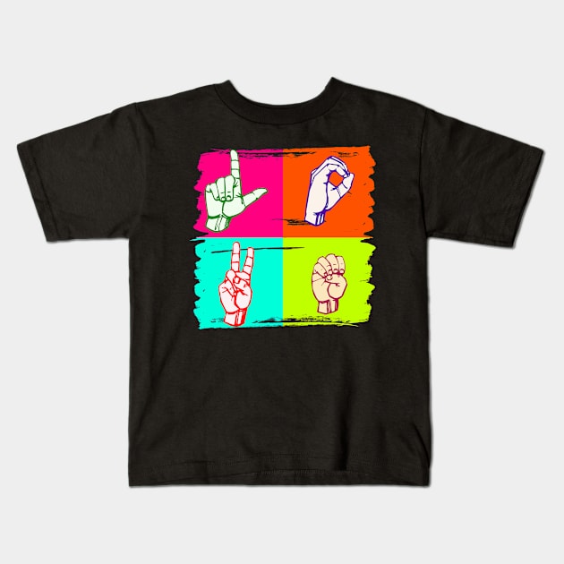 Love Sign Kids T-Shirt by AngryMongoAff